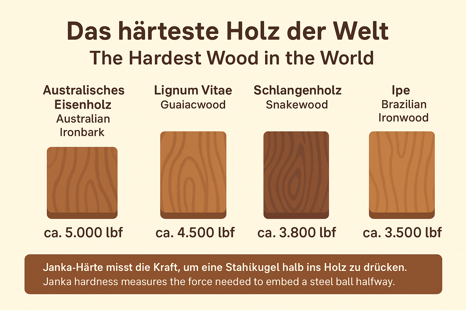 Infografik Das härteste Holz der Welt – Ein Blick auf die Spitzenreiter