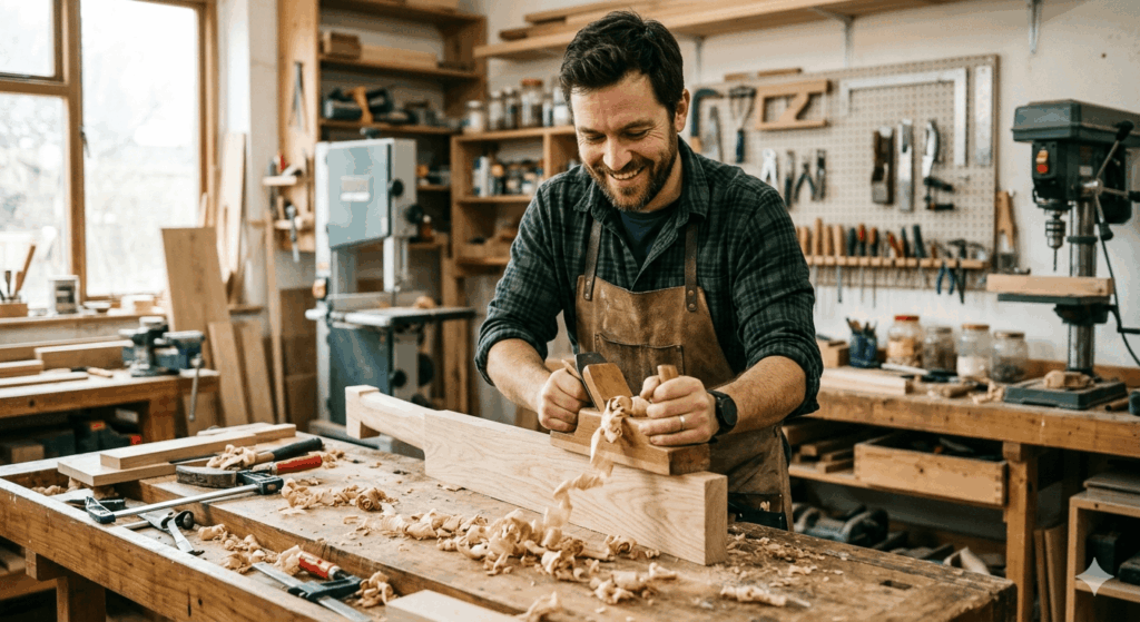 holz-und-hobby.de Sidebar 1 glücklicher Handwerker Holzarbeit