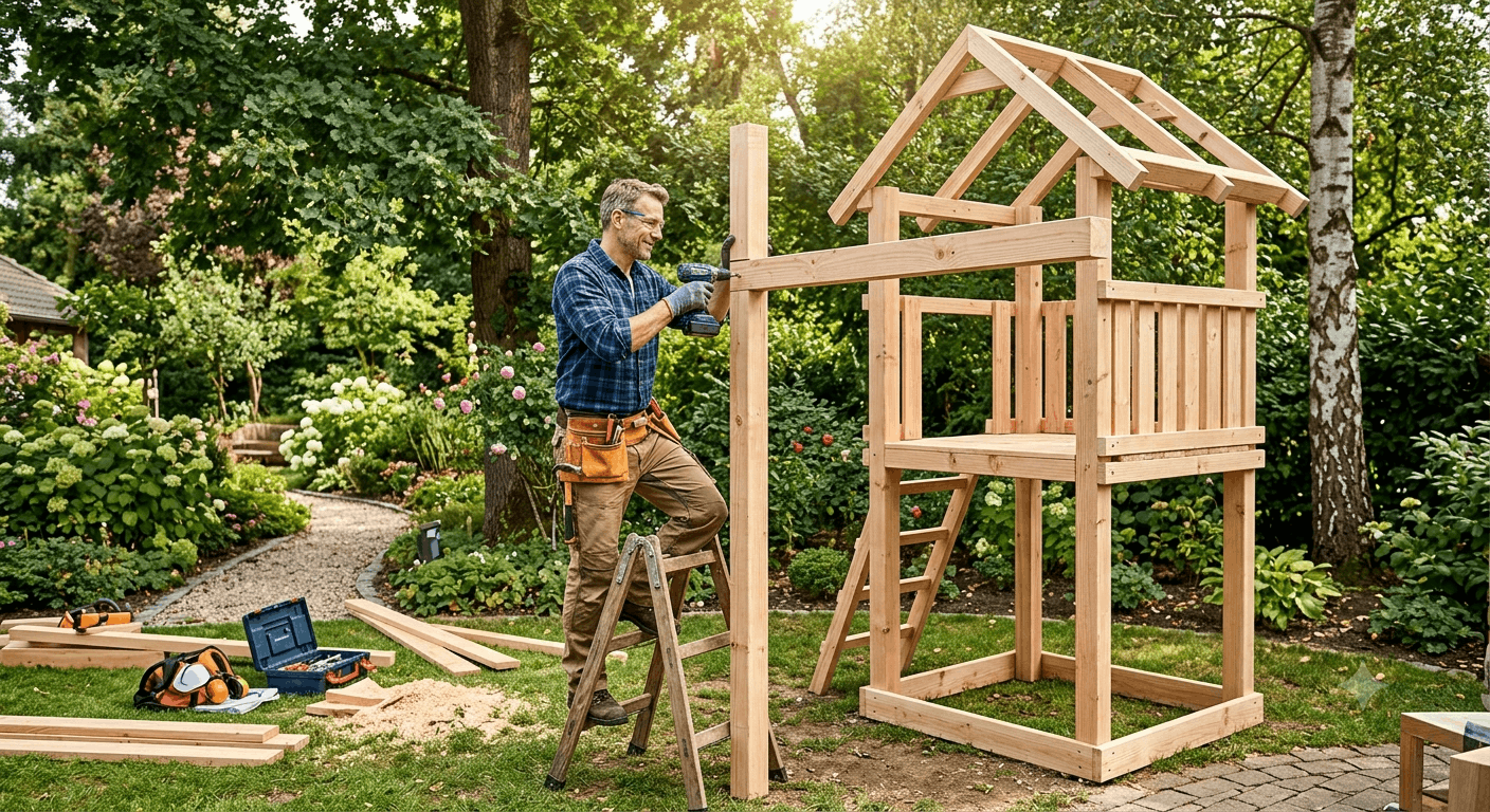 Spielturm selbst bauen Holz-Experte gibt Anleitung 2026